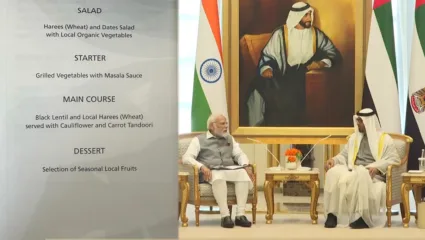 यूएई : PM मोदी के सम्मान में आयोजित भोज में पूरी तरह से शाकाहारी व्यंजन परोसे गए