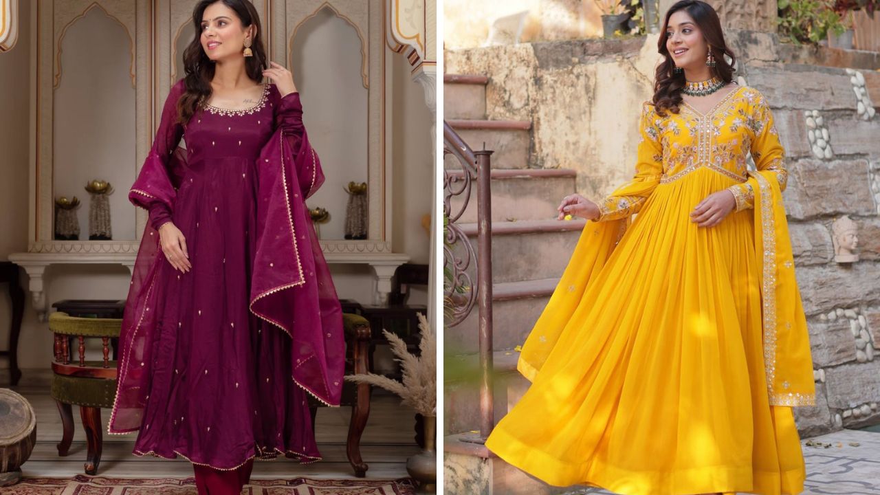 एम्ब्राइडरी वर्क वाला अनारकली सूट- किसी भी शादी के मौके पर इस डिजाइन वाला अनारकली सूट परफेक्ट हो सकता है। इस तरह के सूट पहनने के बाद अच्छे लगेंगे। आपको मार्केट में इस तरह के सूट कम दाम में आसानी से मिल जाएंगे।