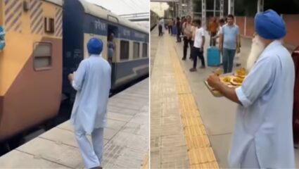बरनाला रेलवे स्टेशन पर इंसानियत की मिसाल, बुजुर्ग ने यात्रियों को बांटा फ्री खाना-पानी