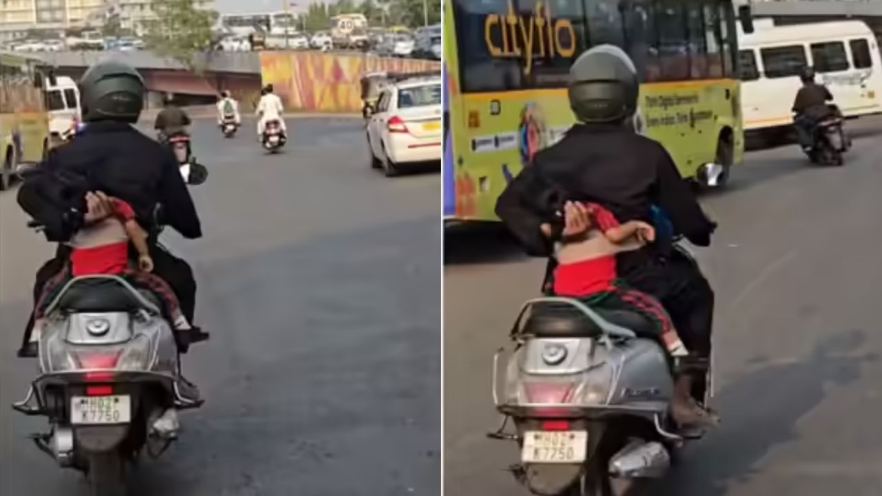 पापा की खामोश केयर: एक हाथ से स्कूटी चलाते पिता, बेटी को संभालते दिखा अनमोल रिश्ता