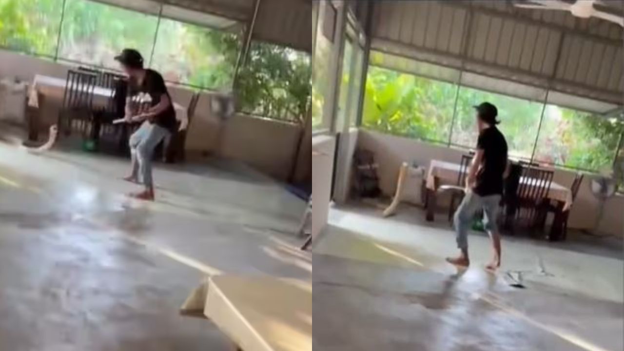 घर में घुसा विशालकाय जहरीला सांप, पत्नी-बेटी को बचाने के लिए व्यक्ति ने दिखाया साहस, वीडियो वायरल