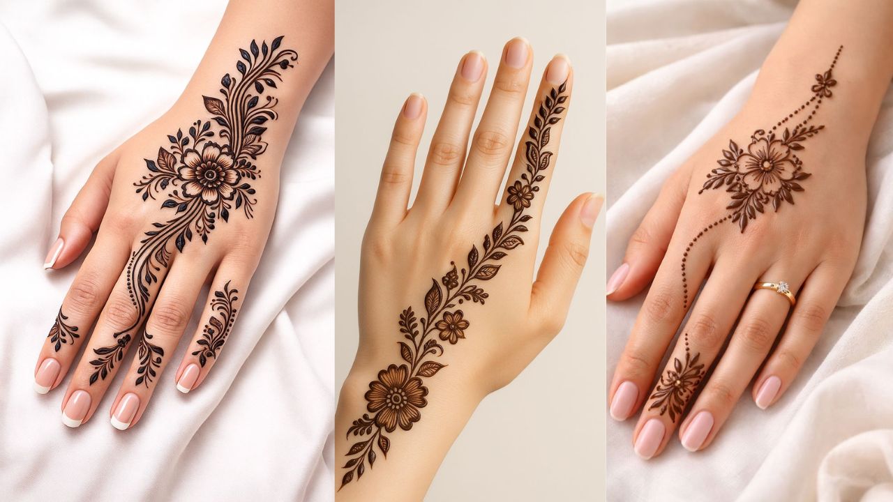 बेल और ज्वेलरी डिजाइन: आजकल हाथों के पीछे हथफूल या 'चेन' स्टाइल मेहंदी बहुत पसंद की जा रही है। इसमें कलाई से लेकर उंगलियों तक बारीक जंजीरों जैसा डिजाइन बनाया जाता है। यह उन लड़कियों के लिए परफेक्ट है जिन्हें मॉडर्न और लाइट लुक पसंद है।