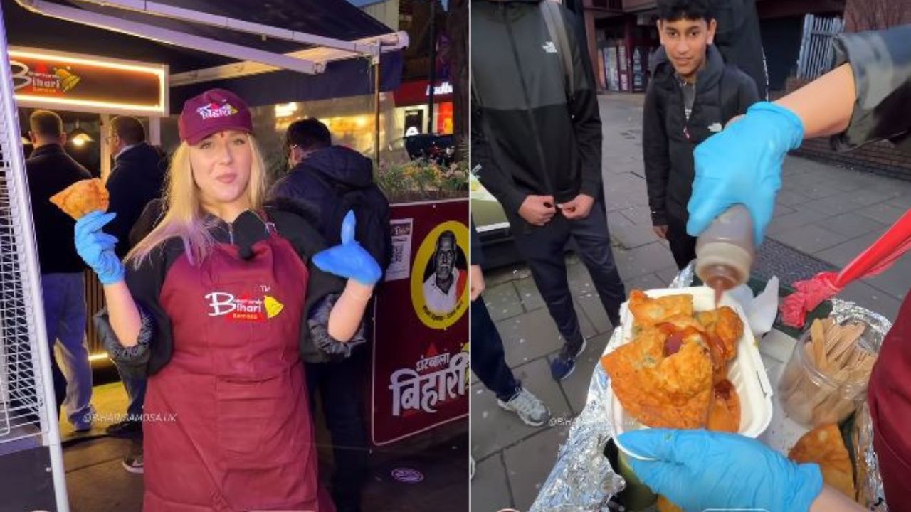लंदन की सड़कों पर गूंजी बिहारी टोन, विदेशी महिला ने देसी अंदाज में बेचे समोसे