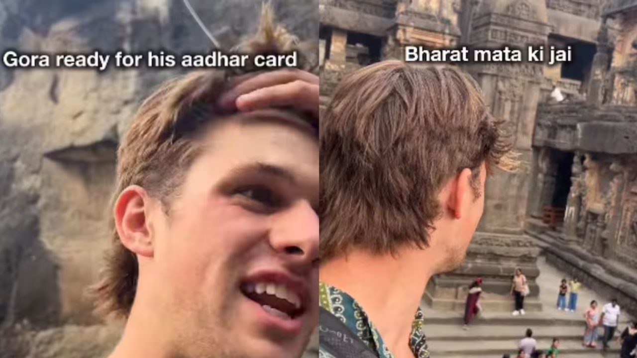 एलोरा गुफाओं में ऑस्ट्रेलियाई टूरिस्ट ने लगाए ‘भारत माता की जय’ के नारे, वीडियो शेयर कर आधार कार्ड की मांग की