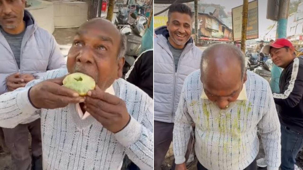 विशाल गोलगप्पा खाने चले अंकल, एक बाइट में ही हुआ ‘होली’ वाला हाल; वीडियो वायरल