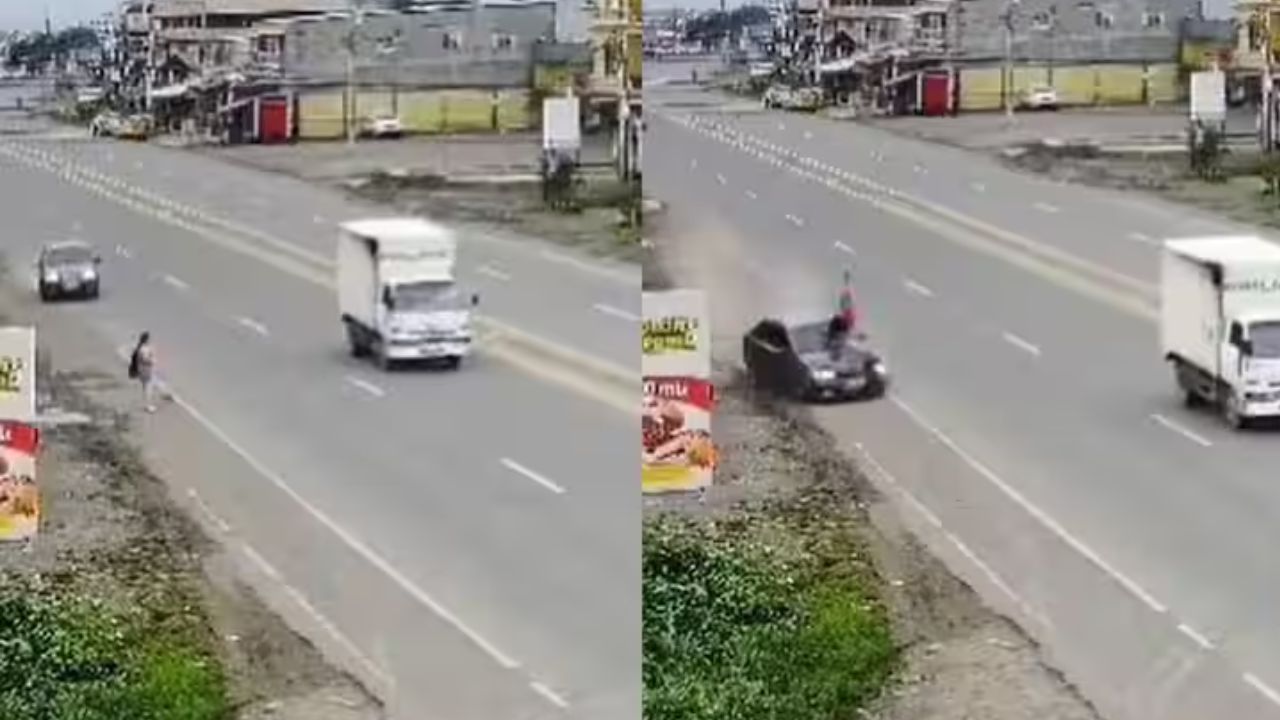 तेज रफ्तार कार ने सड़क किनारे खड़ी लड़की को मारी टक्कर, वायरल वीडियो ने दहलाया दिल