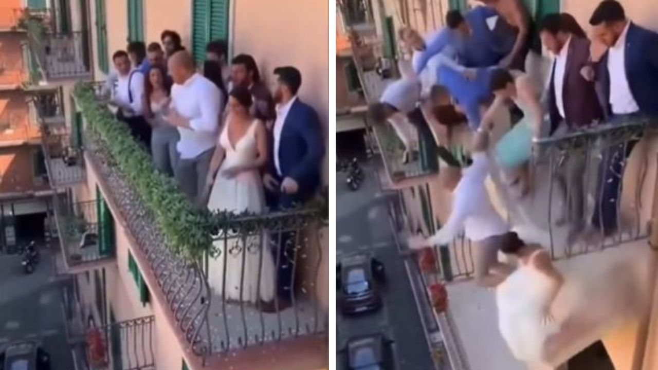 शादी की खुशियों में मातम, जश्न के दौरान बालकनी गिरी, दूल्हा-दुल्हन समेत कई लोग नीचे गिरे; वीडियो वायरल
