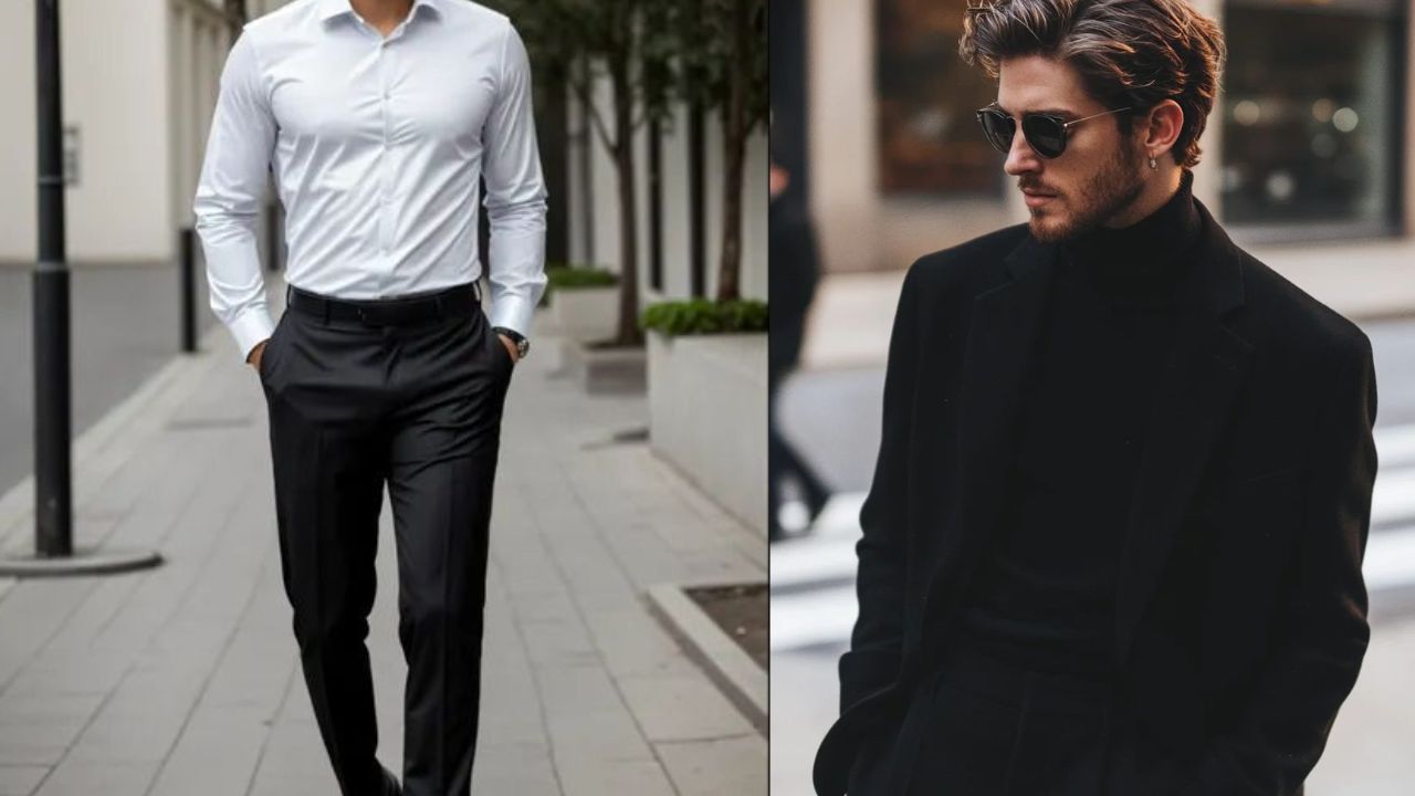 अगर आप रिस्क नहीं लेना चाहते तो ब्लैक ट्राउजर के साथ व्हाइट शर्ट या टर्टलनेक स्वेटर पहनें। यह लुक कभी भी फैशन से बाहर नहीं होता और आपको एक बेहद सोफिस्टिकेटेड और क्लासी जेंटलमैन लुक देता है।