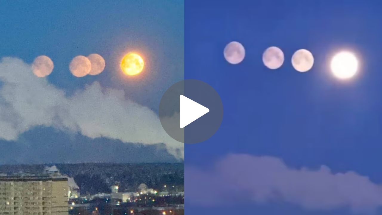 रूस में कुदरत का करिश्मा, आसमान में एक साथ दिखे 4 चांद, ‘मून डॉग’ की दुर्लभ घटना से दुनिया हैरान; VIDEO