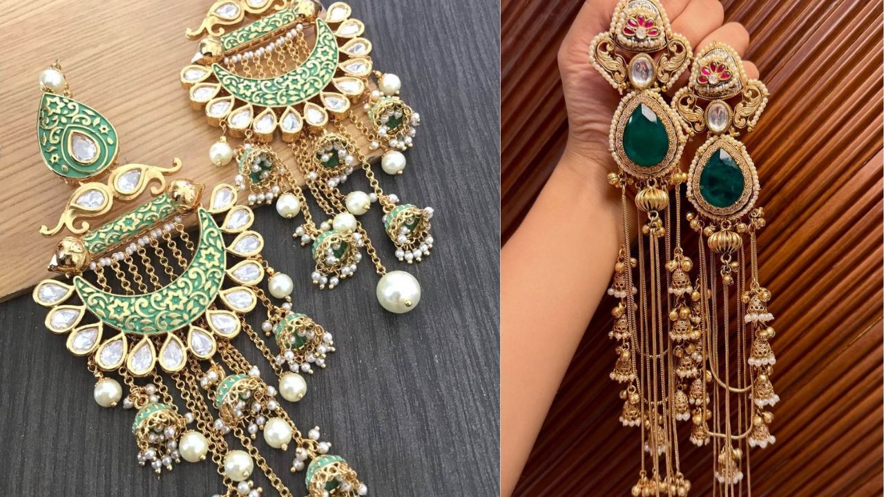 हैवी राजस्थानी चांदबाली झुमके अगर आपका सूट बहुत सिंपल है तो आप हैवी स्टोन वर्क और लंबी लटकन वाले ये राजस्थानी स्टाइल झुमके पहन सकती हैं। इसमें लगे हरे और लाल स्टोन सादगी भरे सूट को भी 'लार्जर दैन लाइफ' लुक दे देते हैं।