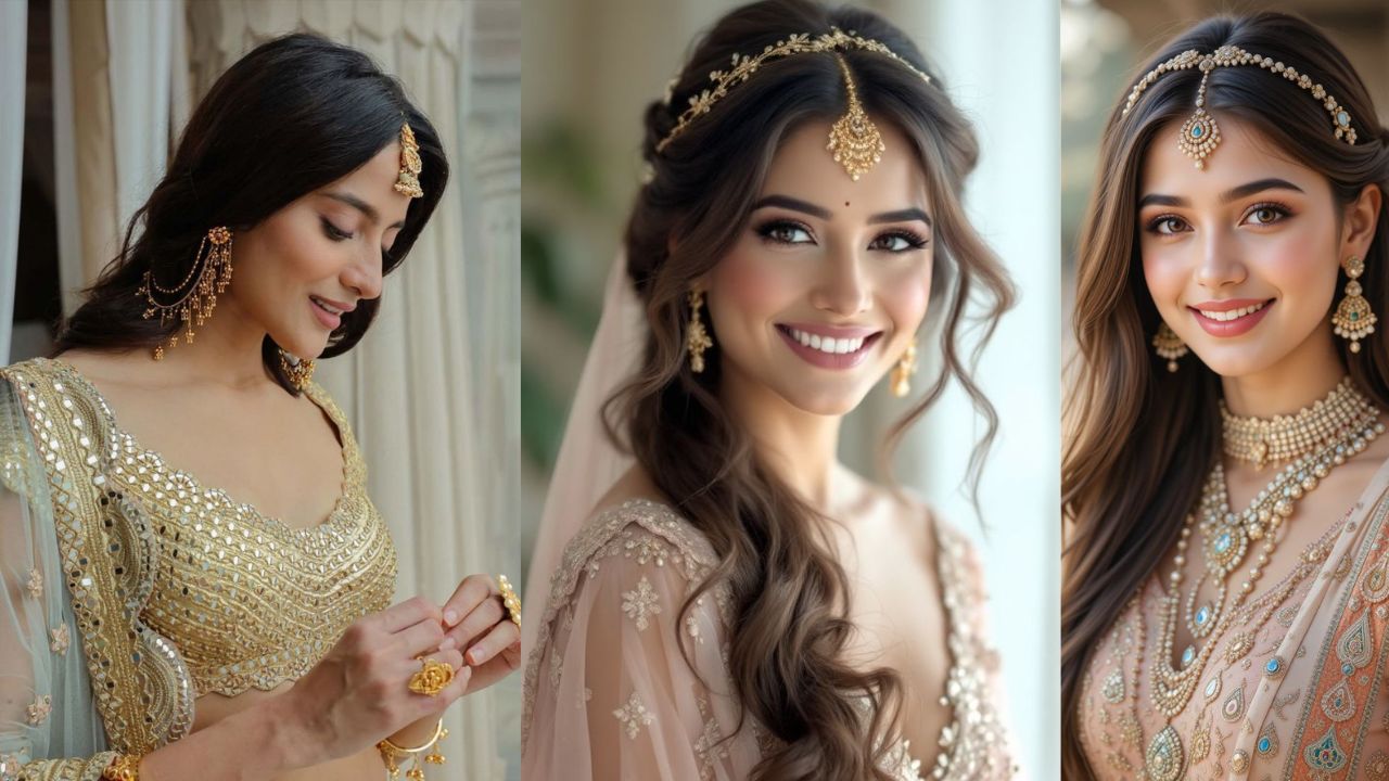 सॉफ्ट कर्ल्स और ओपन हेयर जो महिलाएं बालों को खुला रखना पसंद करती हैं, वे साइड या मिडिल पार्टीशन करके सॉफ्ट कर्ल्स करवा सकती हैं। मांगटीका के साथ खुले बाल बहुत ही डेलिकेट और खूबसूरत लगते हैं। इसे आप संगीत या मेहंदी जैसे फंक्शन के लिए चुन सकती हैं।